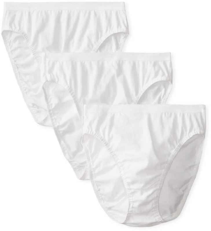 Extra Savings Fruit of the Loom Women`s 3 Pack White Cotton Hi-Cut Brief Panty