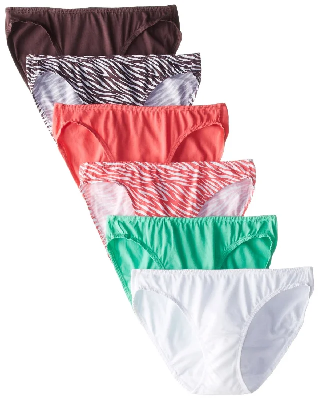 Hot Buy Fruit Of The Loom Womens Assorted Cotton Stretch Bikini - 6 Pack