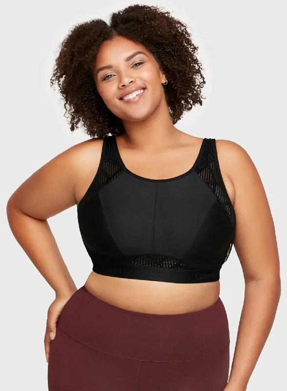 Major Savings Glamorise: No-Sweat Mesh Medium Support Sports Bra Black