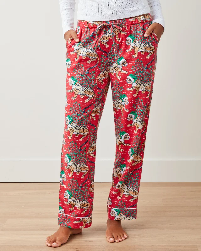 Holly Jolly Bagheera - Flannel PJ Pants - Ruby