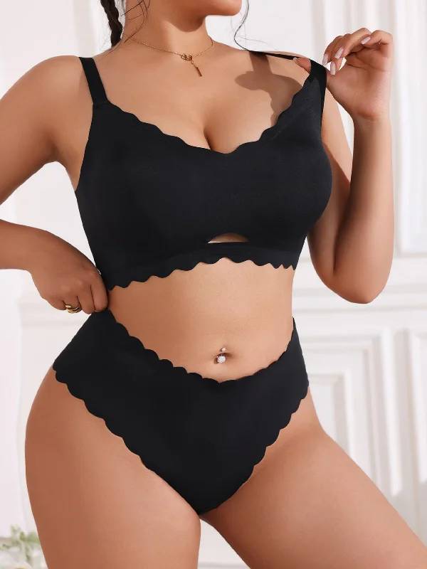 Now Available Ice Silk Seamless Breathable Push-up Bra Set Large Size