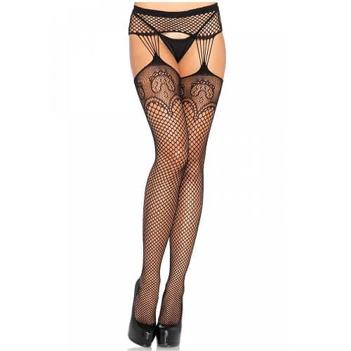 New Arrival Leg Avenue Lace Top Net Suspender Tights