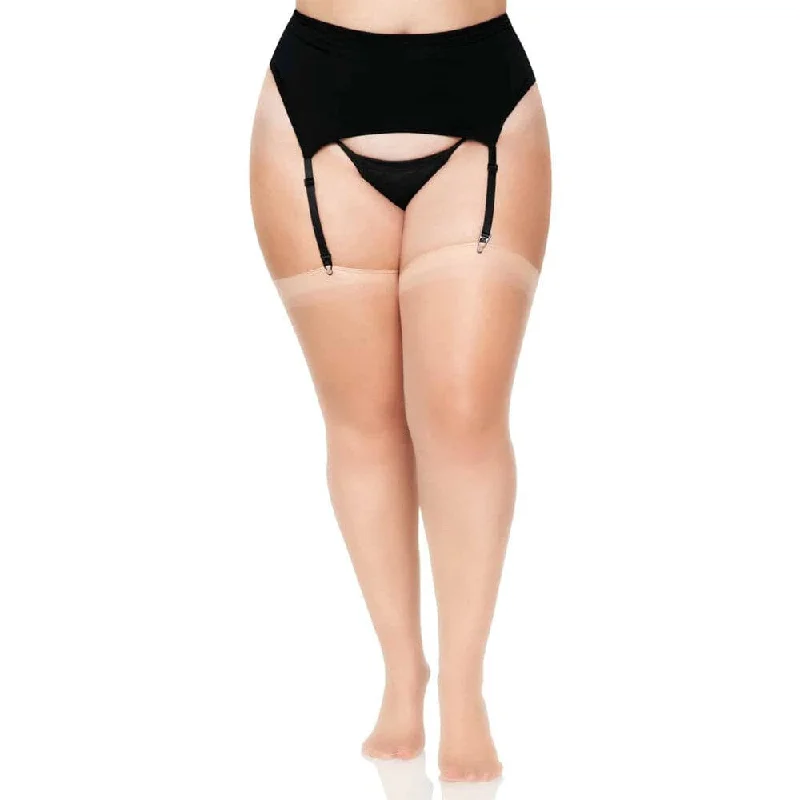 Limited Quantity Leg Avenue Plus Size Sheer Stockings Nude UK 16 to 18