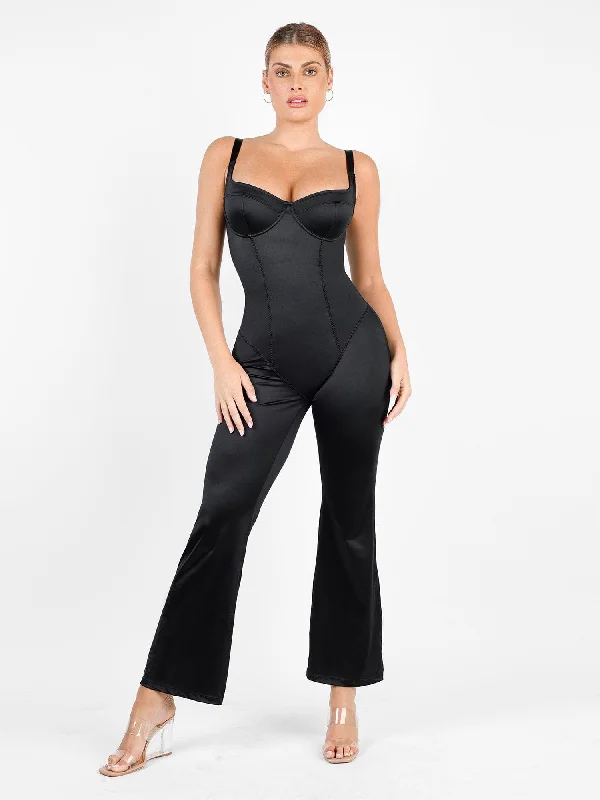 Discount Deals Shapewear Sculpting Shine Flare Leg Corset Jumpsuit