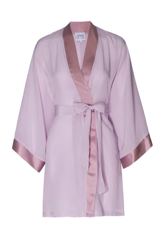 Silk Lilac Orchid Robe - Short