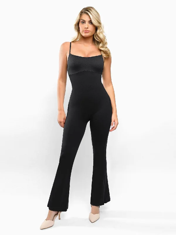Weekend Discounts to Love Shapewear Butt Lift Flare Leg Strappy Jumpsuit