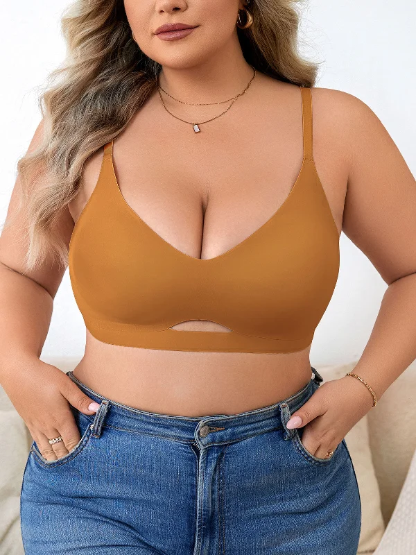 Extra Discount Plus Size Simple Seamless Hollow Out Wireless Bra Peru