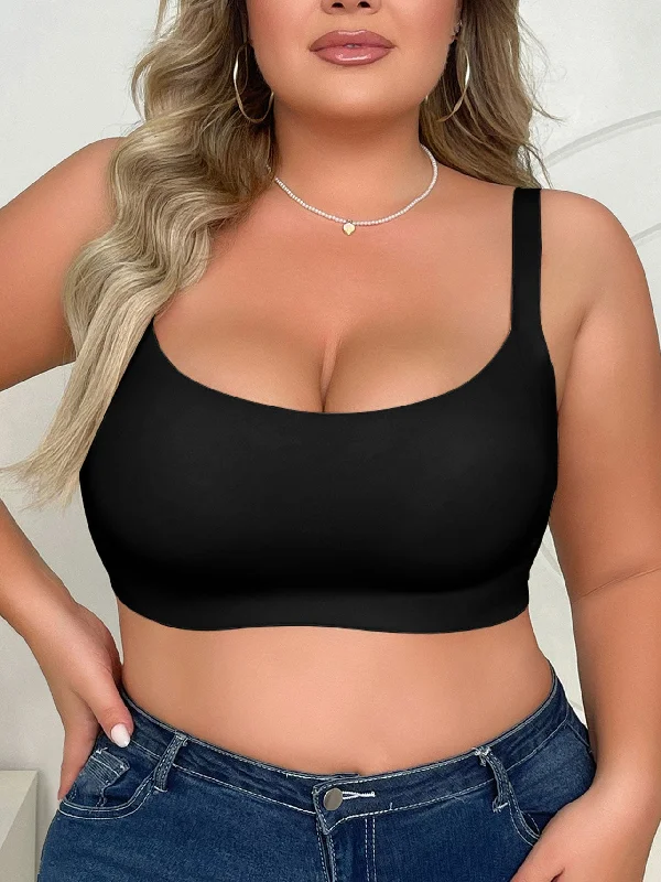 Don't Miss Out Plus Size Women's Seamless Bra Without Underwire Black