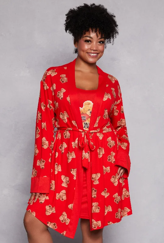 Plus Size Love You Beary Much Nightgown with Robe