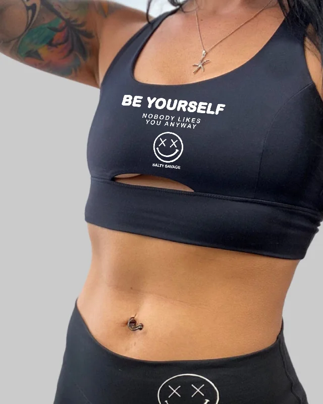 Exclusive Preview Salty Savage Ladies “Be Yourself” Peekaboo Sports Bra
