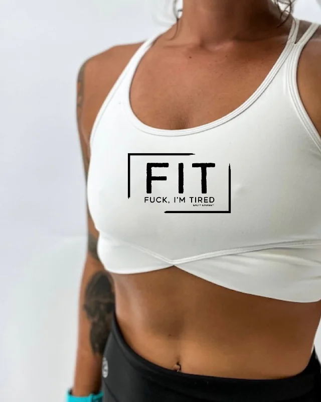 Unbeatable Prices Salty Savage Ladies "FIT Fuck, I’m Tired" V Cut Sports Bra