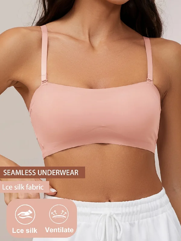 Cash Savings Seamless One-piece Glossy Thin Push-up Anti-Sagging Bra Pink