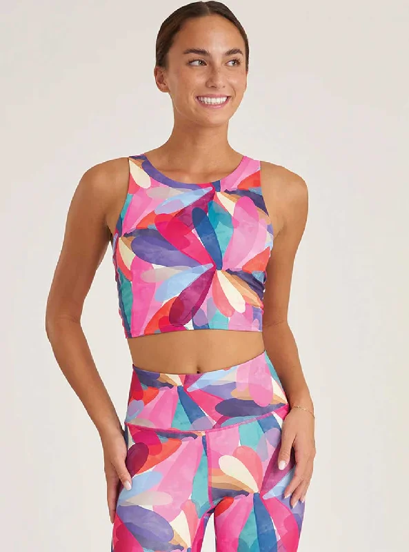 One-Day Only Thrive Société Women's Bungee High Neck Sports Bra - Petal Print Pink