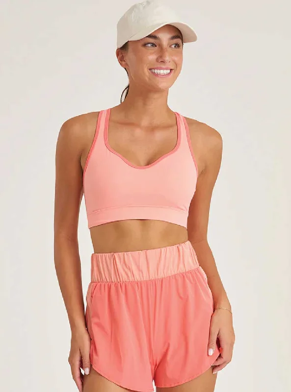 Price Slash Thrive Société Women's Endure Open Back Tank Sports Bra - Melon Orange