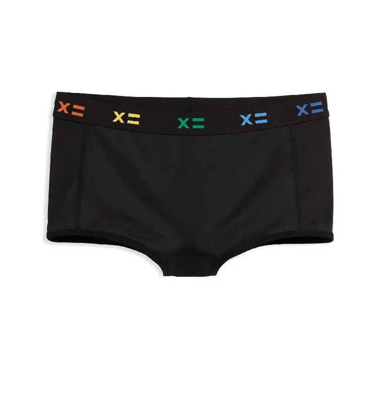 Super Bargain Tucking Boy Shorts - Black X= Rainbow