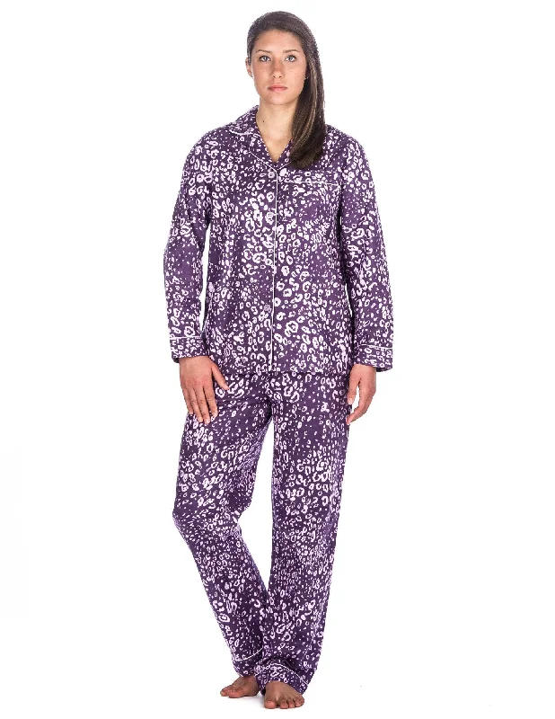 Womens 100% Cotton Flannel Pajama Sleepwear Set - Relaxed Fit