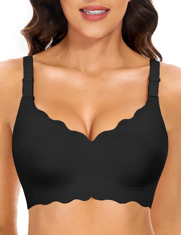 One-DAY Sale V-neck Seamless Wireless Bra Black