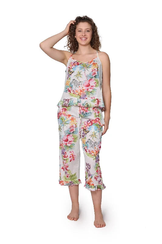 White Tropical Cotton Pajamas