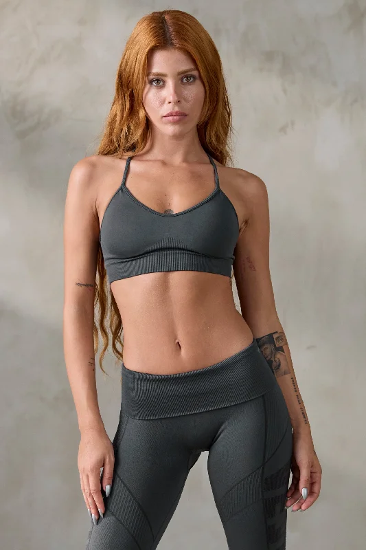 Bargain Blast V_COMPRESS SEAMLESS SPORTS BRA - Dark Gray
