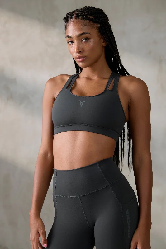Seasonal Clearance V_SCULPT CUT OUT SPORTS BRA - Dark Gray