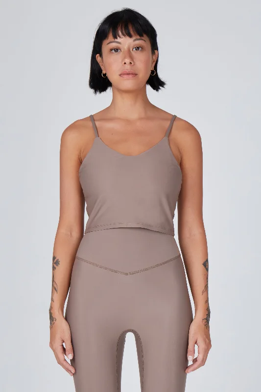 Early Access Zuli Thin Strap Crop Top | Recycled Nylon | Sand