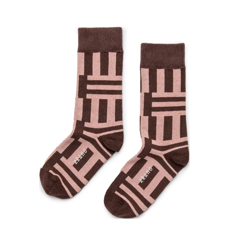 Odette - Organic Cotton Crew Socks - Desert Rose