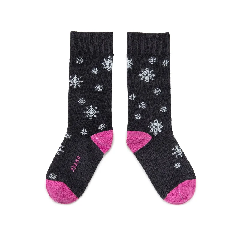 Let it Snow - Organic Cotton Crew Socks - Black