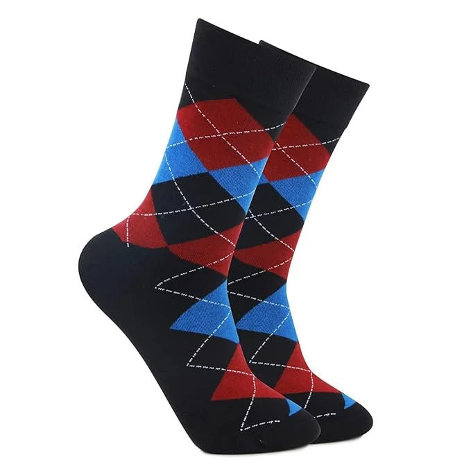 Men's Cotton Argyle Designer Signature Socks - Black