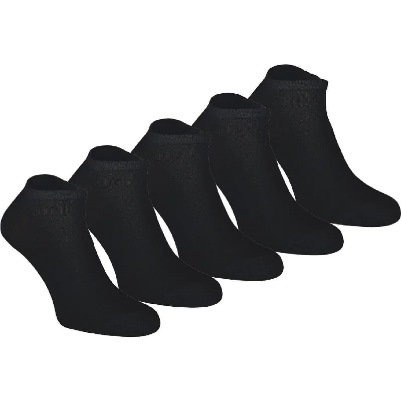 More Mile Everyday 5 Pack Mens Essential Trainer Liner Socks - Black