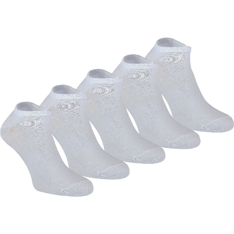 More Mile Everyday 5 Pack Womens Essential Trainer Liner Socks - White