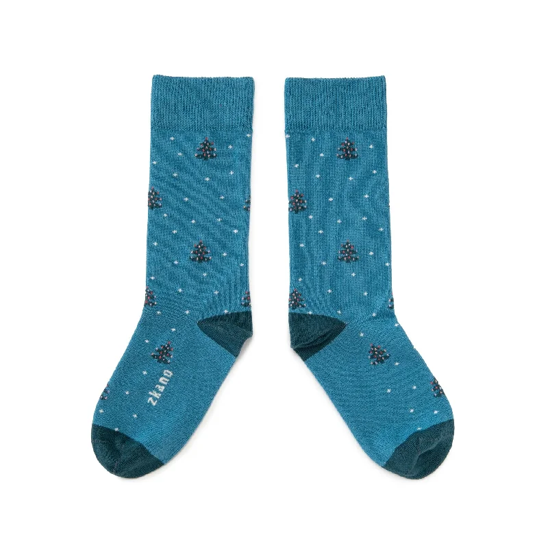 O Christmas Tree - Organic Cotton Crew Socks - Teal