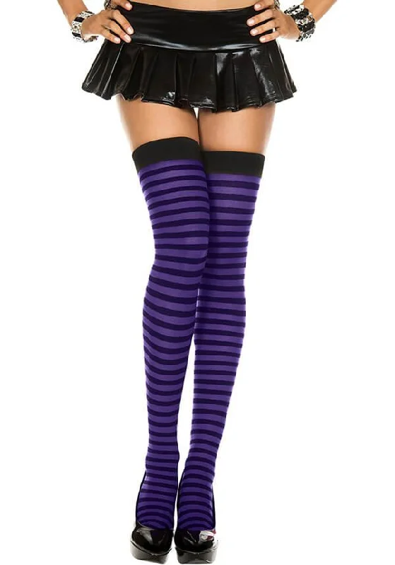 Opaque Striped [Black/Purple] | THIGH HIGHS