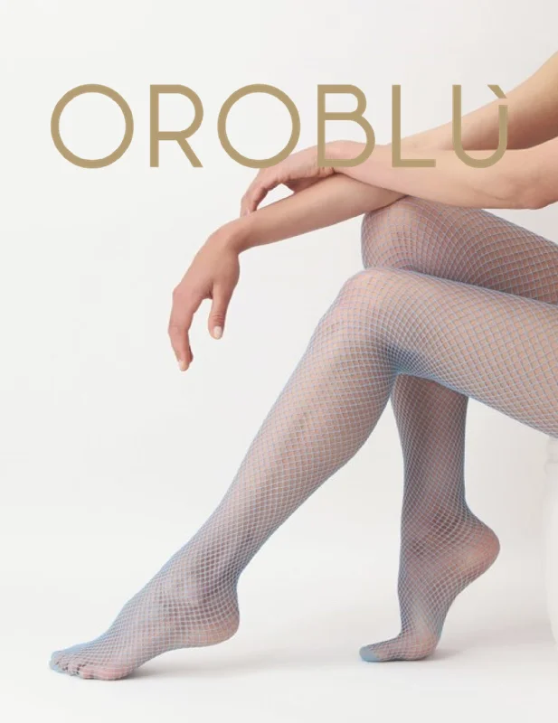 Oroblu Clearance Parisian Net Fishnet Tights Blue