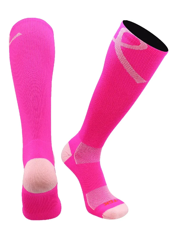 Pink Ribbon Awareness Socks Over the Calf