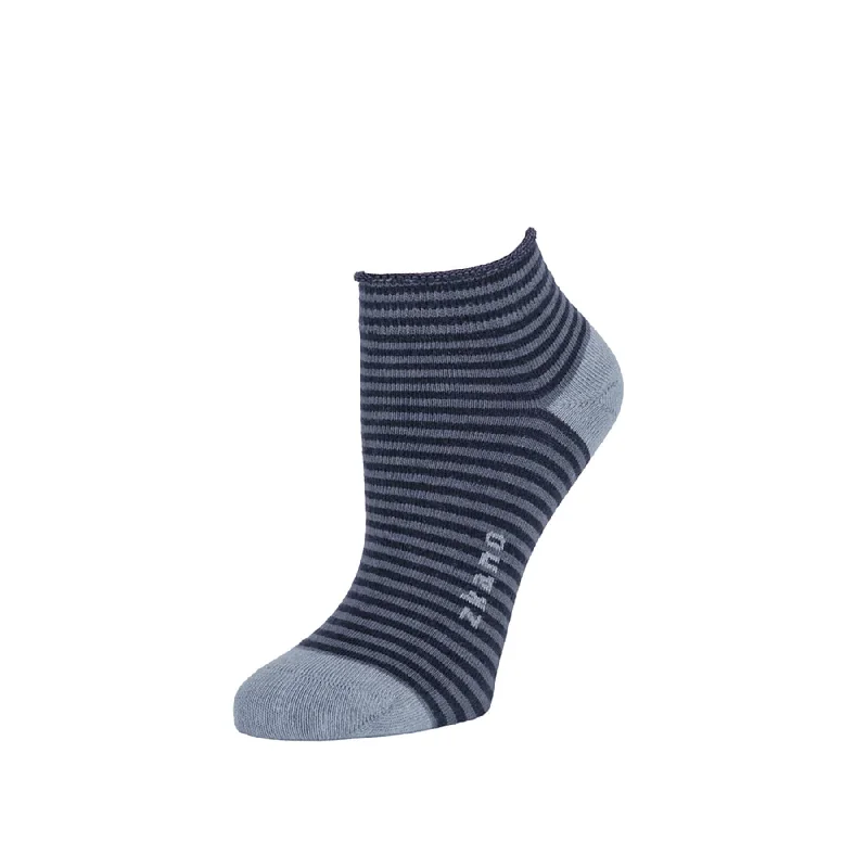 Rosette - Striped Organic Cotton Anklet Socks - Ash