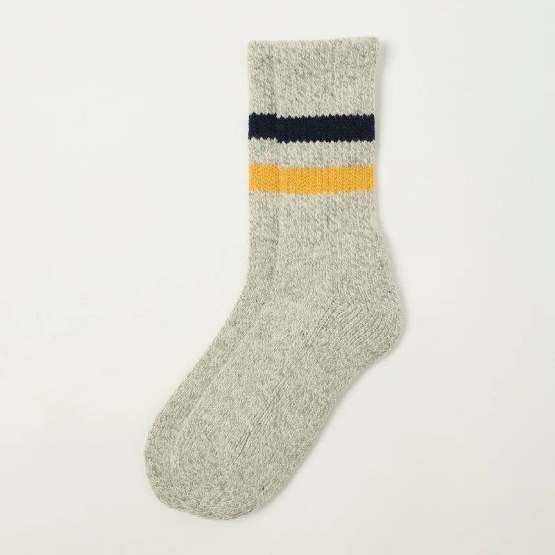 RoToTo Retro Winter Outdoor Sock - Grey/Navy/Yellow