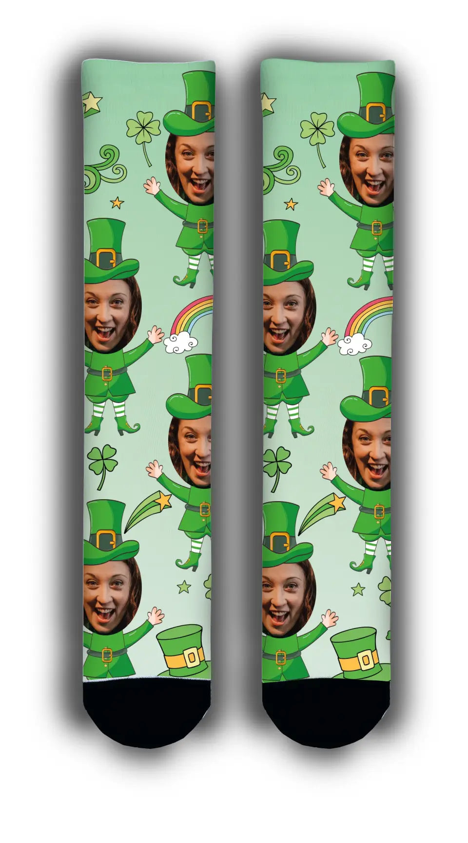 St Patrick's Day Leprechaun Personalised Face Socks