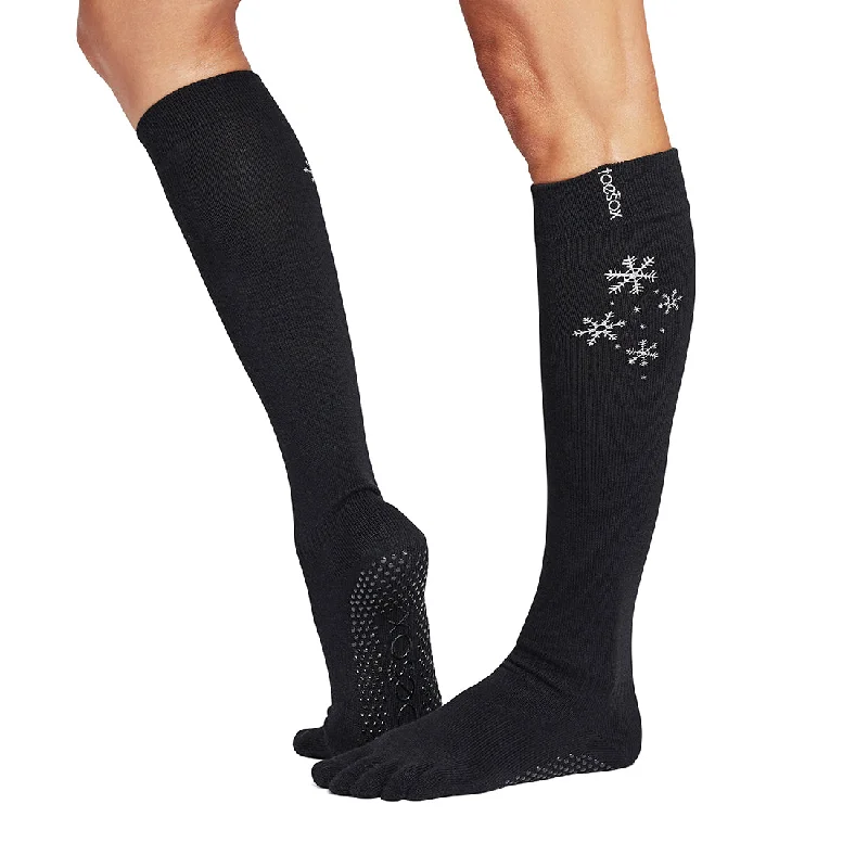 TOESOX Grip Full Toe Scrunch Knee High - Snowflurry