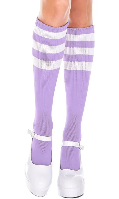 Triple Stripe [Light Purple/White] | KNEE HIGH SOCKS