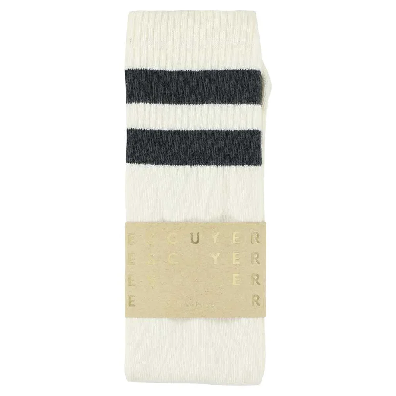 Unisex Tube Socks - Off White / Navy