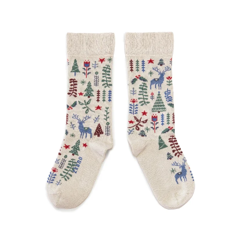 Winter Wonderland - Organic Cotton Crew Socks - Snowbound